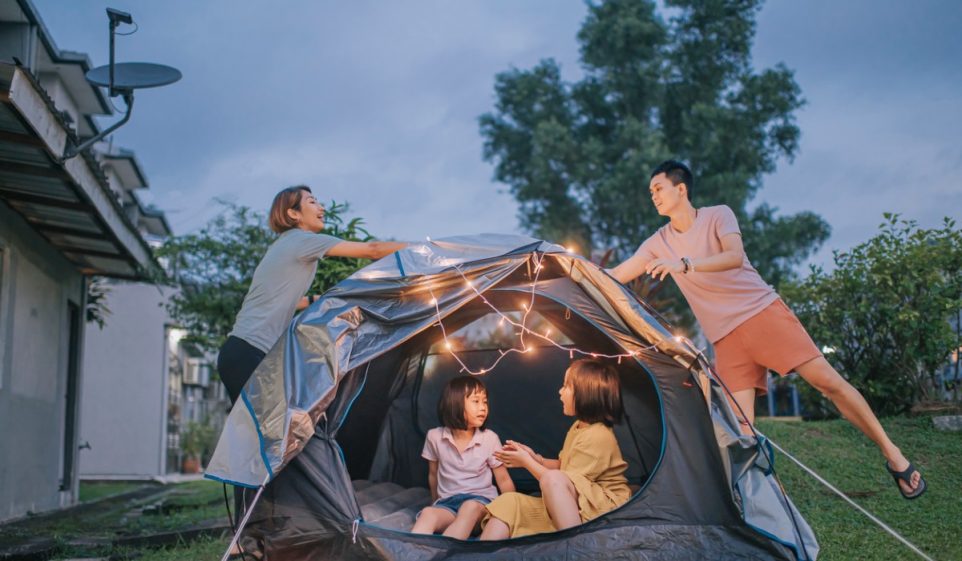 family backyard camping