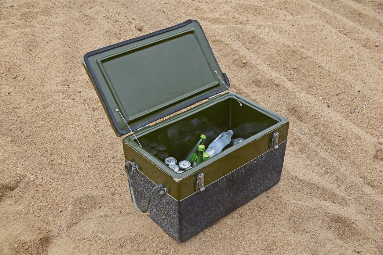 camping cooler with drinks